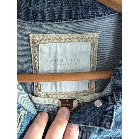 Sonoma Denim‎ Jacket Women's Size Medium Vintage Y2K Short Trucker Jeans Button - Picture 3 of 6